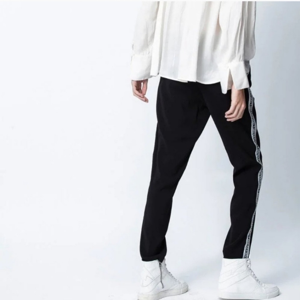 Zadig & Voltaire Black Track Pants with White Stripe - Picture 2 of 11